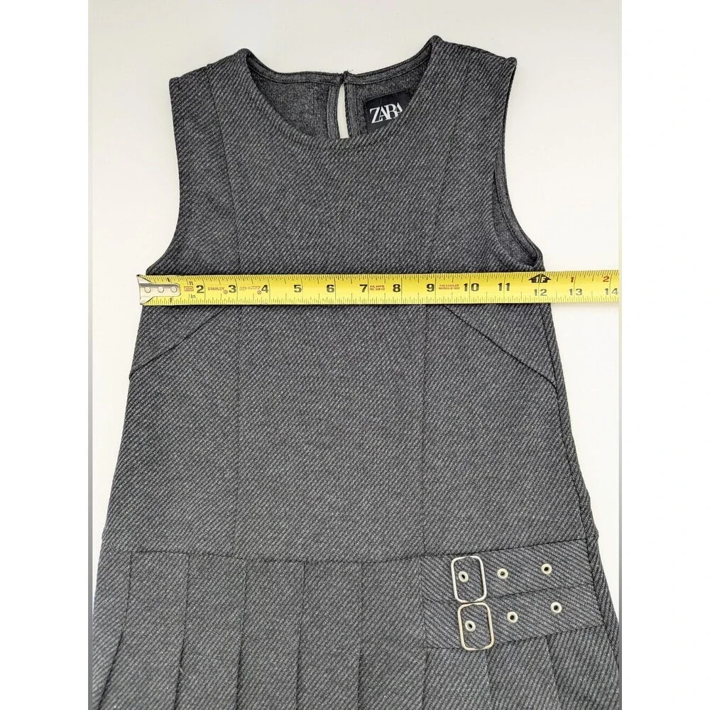 ZARA Girls (Size 8) Jumper/Pinafore/Tunic Dress w/Pleated Skirt & Buckle Accents